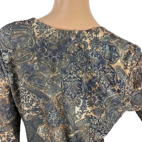 Therapy Y2K Graphic Paisley Print Top Size 2X Multicolor V-Neck Long Fairy Boho - Picture 6 of 8